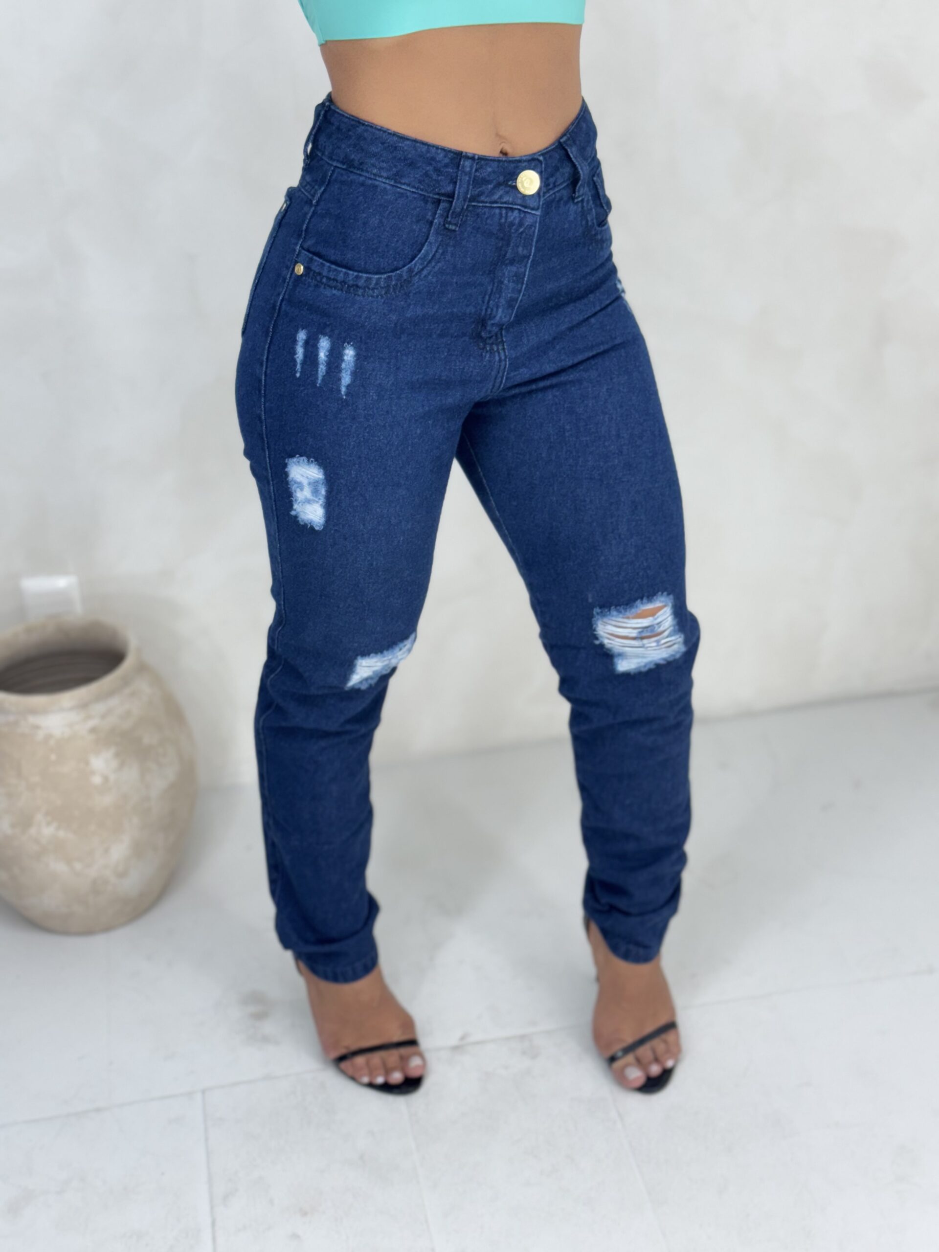 Calça Jeans Mom Cintura Alta Premium Slim - Imagem 4