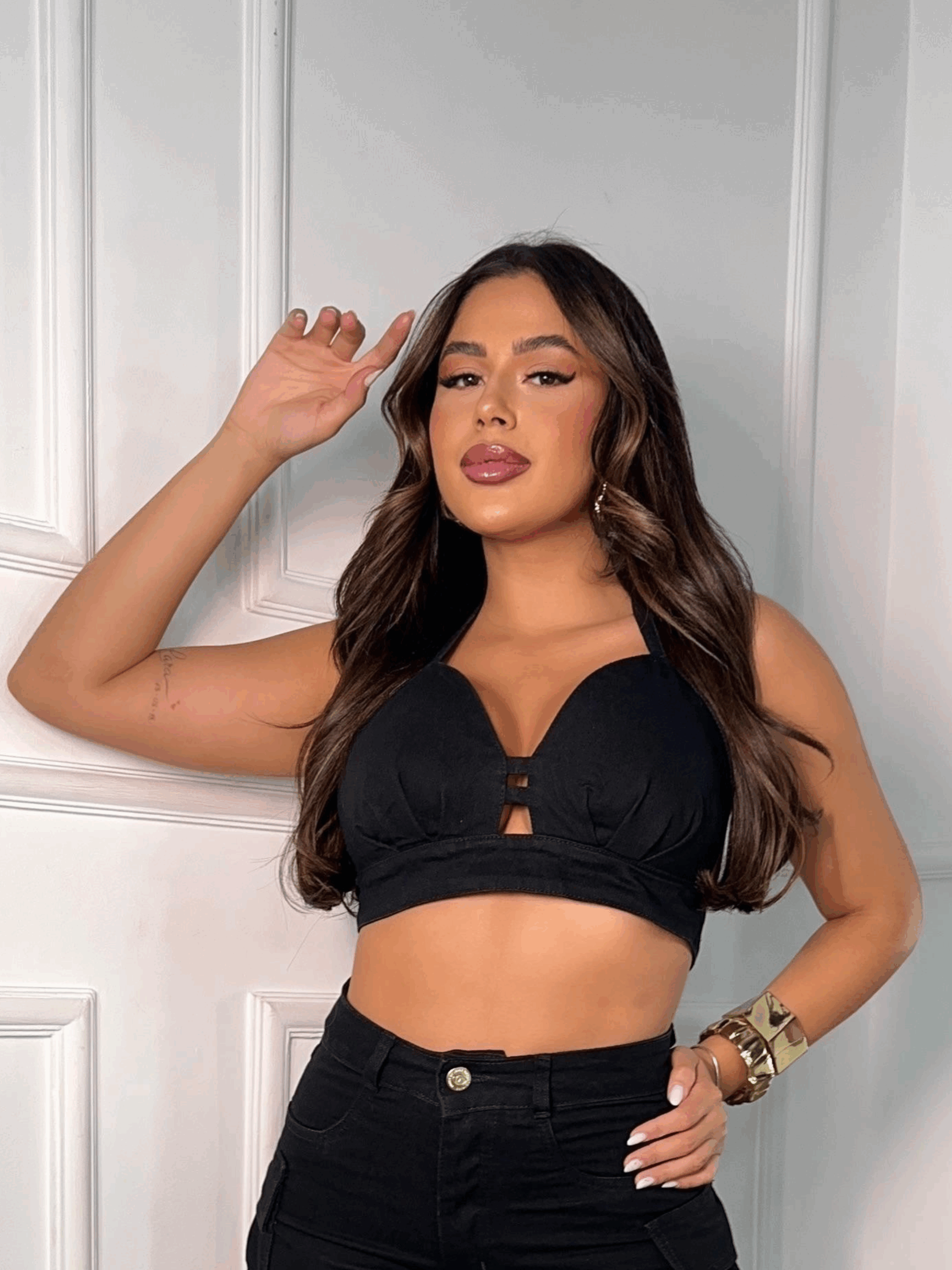 Cropped Jeans Preto Premium